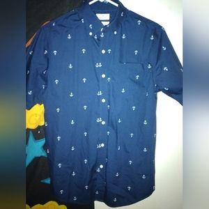 ⚓ Graphic Button up, Navy Blue. Size;Small